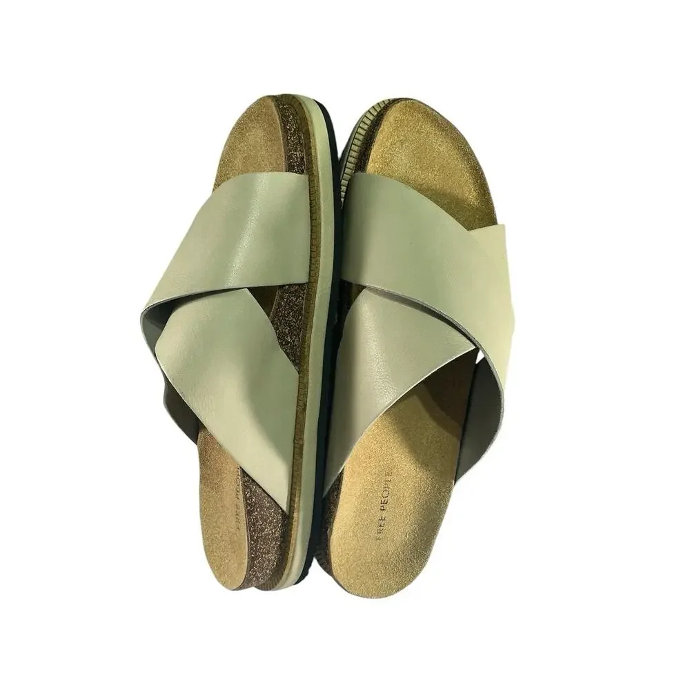FREE PEOPLE Womens Sidelines Footbed Slides Sandals Sz 40 US 9 CrissCross Tan - Picture 8 of 10